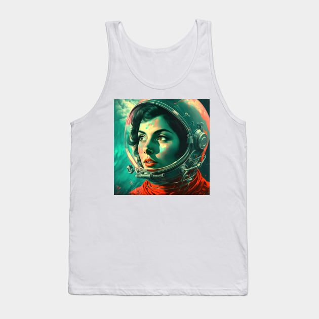 We Are Floating In Space - 13 - Sci-Fi Inspired Retro Artwork Tank Top by saudade